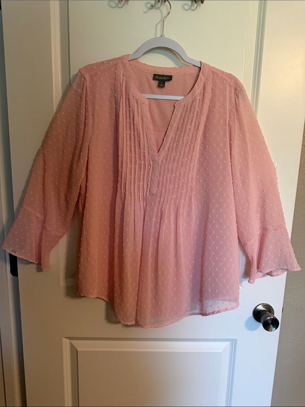 Staccato Blush Pink Pintuck Swiss Dot Tunic